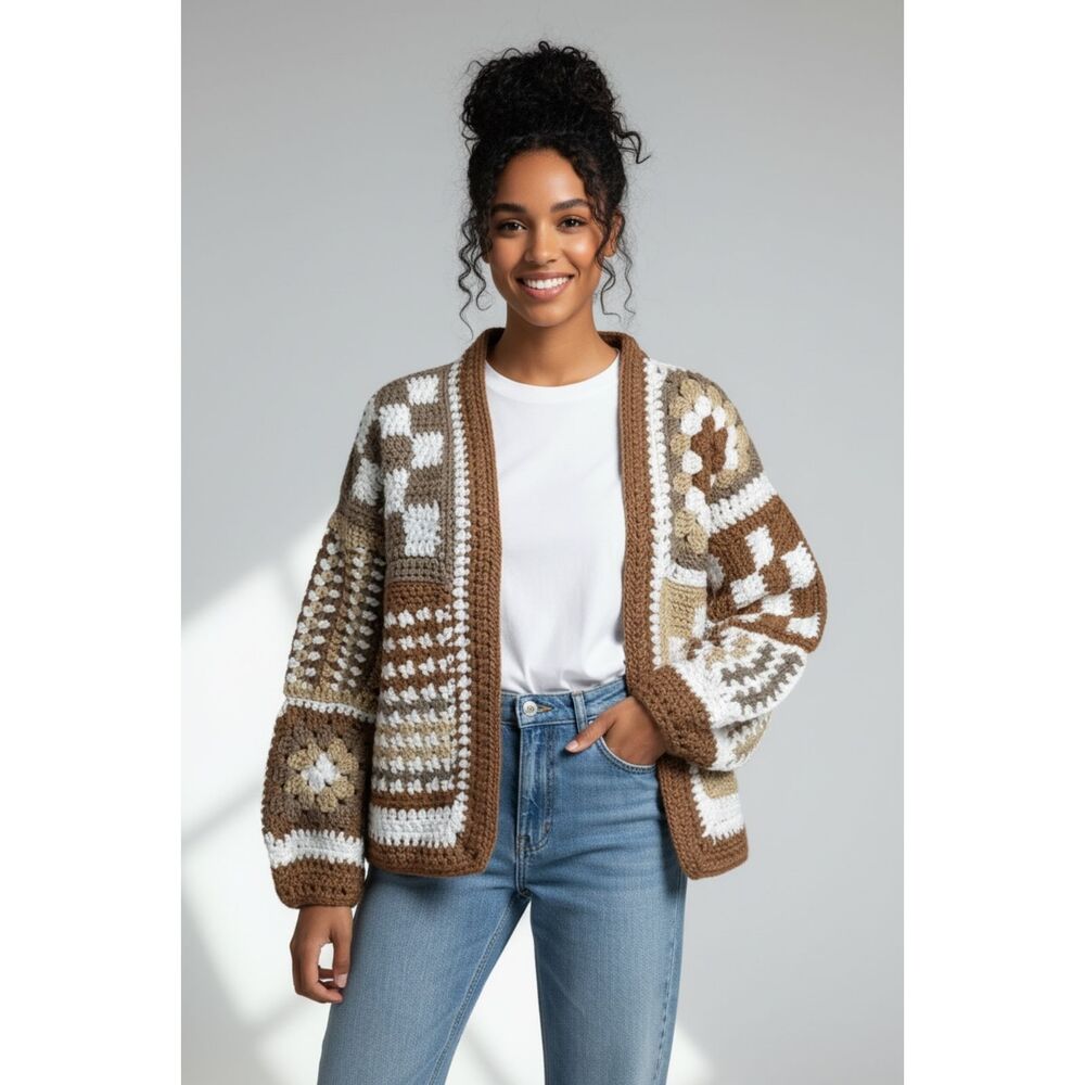 THE MAPLE LATTE Handmade Crochet Cardigan